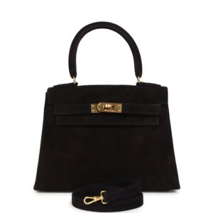 Vintage Hermes Kelly Sellier 20 Black Doblis Gold Hardware