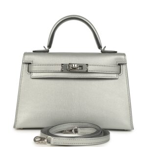 Hermes Kelly Sellier 20 Argent Chevre Chamkilight Palladium Hardware