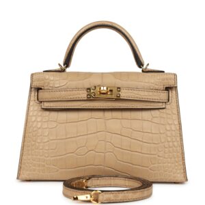 Hermes Kelly Sellier 20 Chai Matte Alligator Gold Hardware