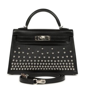 Hermes Kelly Sellier 20 Clouté Black Box Palladium Hardware