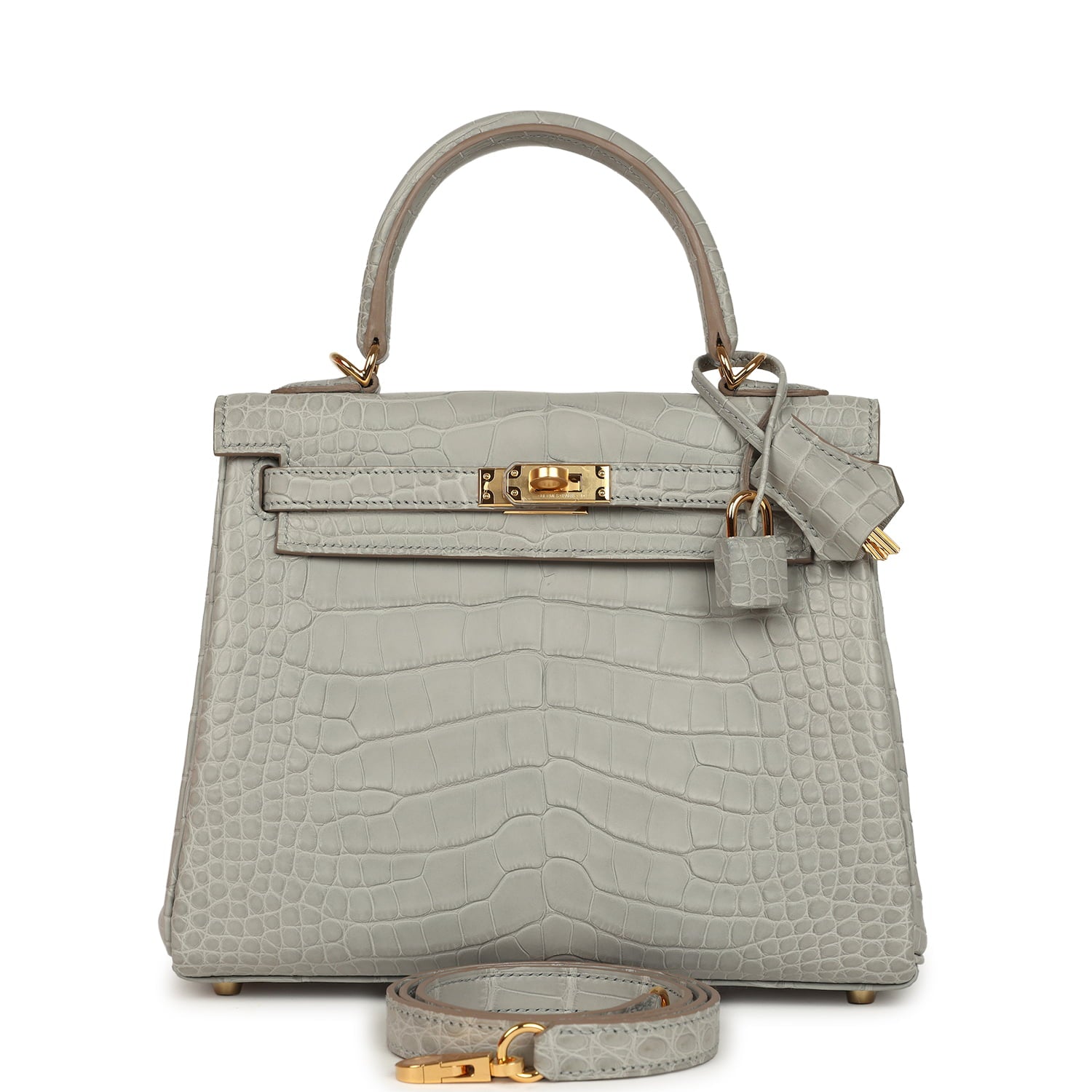 Hermès Kelly Retourne 25 Gris Perle Matte Alligator Gold Hardware Hermes Kelly Retourne 25 Gris Perle Matte Alligator Gold Hardware