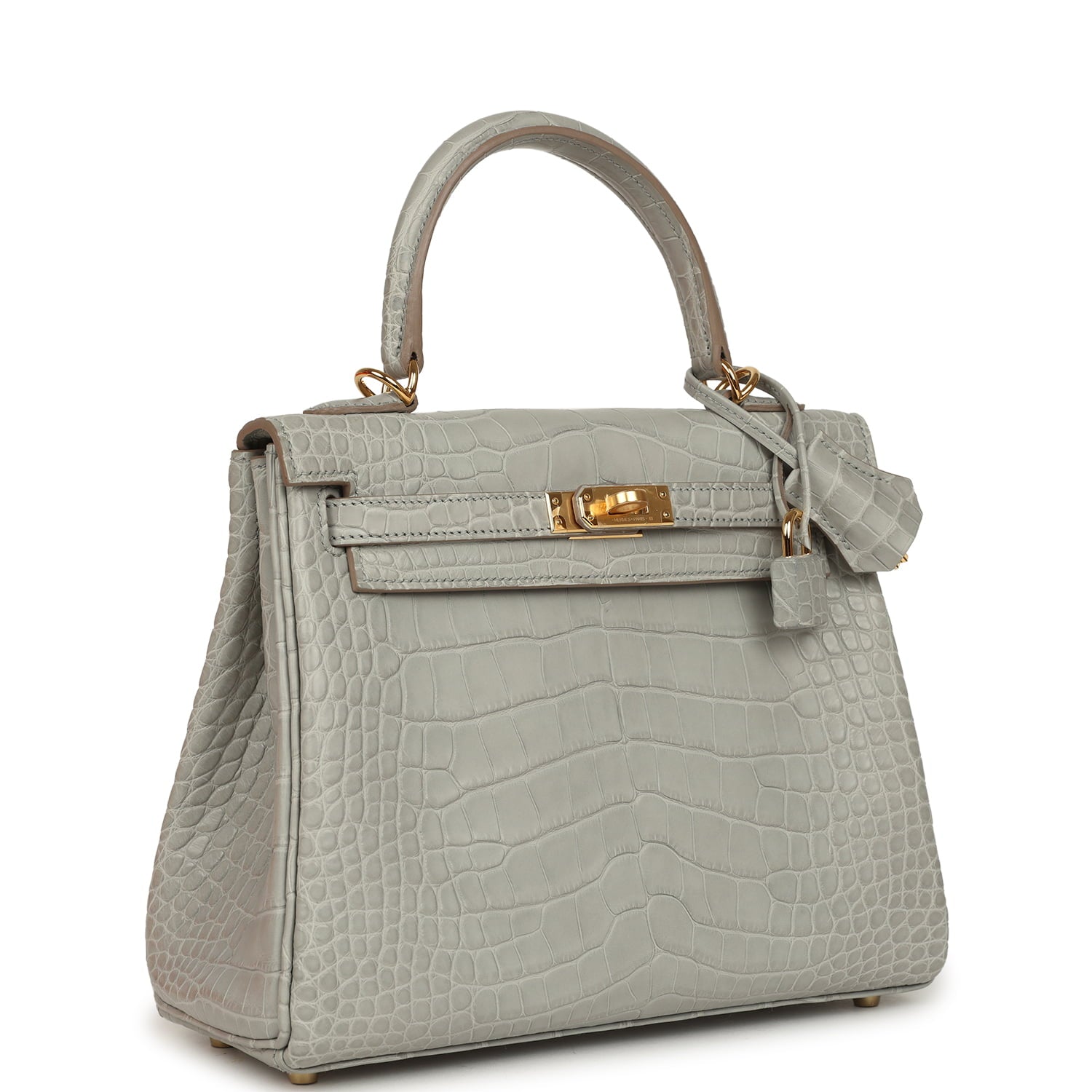 Hermès Kelly Retourne 25 Gris Perle Matte Alligator Gold Hardware Hermes Kelly Retourne 25 Gris Perle Matte Alligator Gold Hardware - view 2
