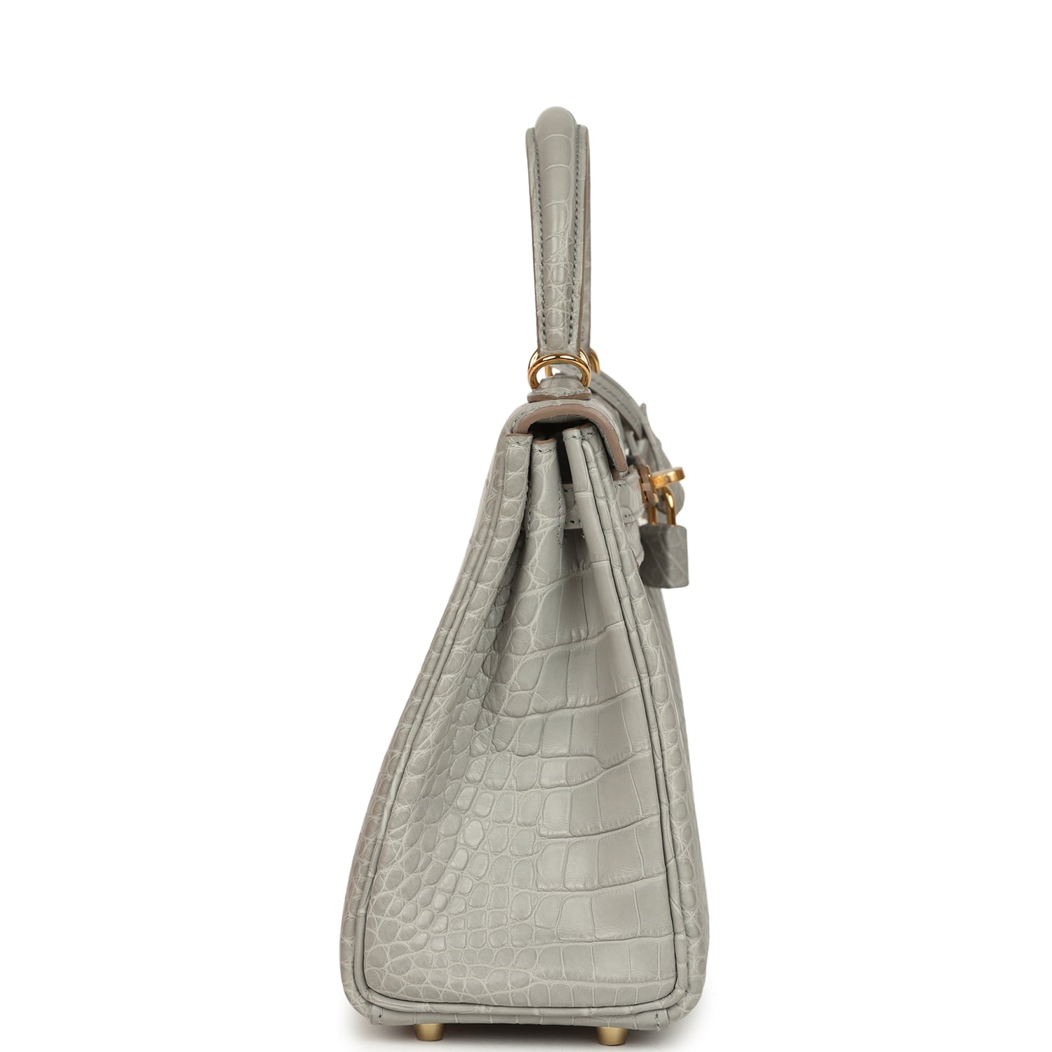 Hermès Kelly Retourne 25 Gris Perle Matte Alligator Gold Hardware Hermes Kelly Retourne 25 Gris Perle Matte Alligator Gold Hardware - view 3