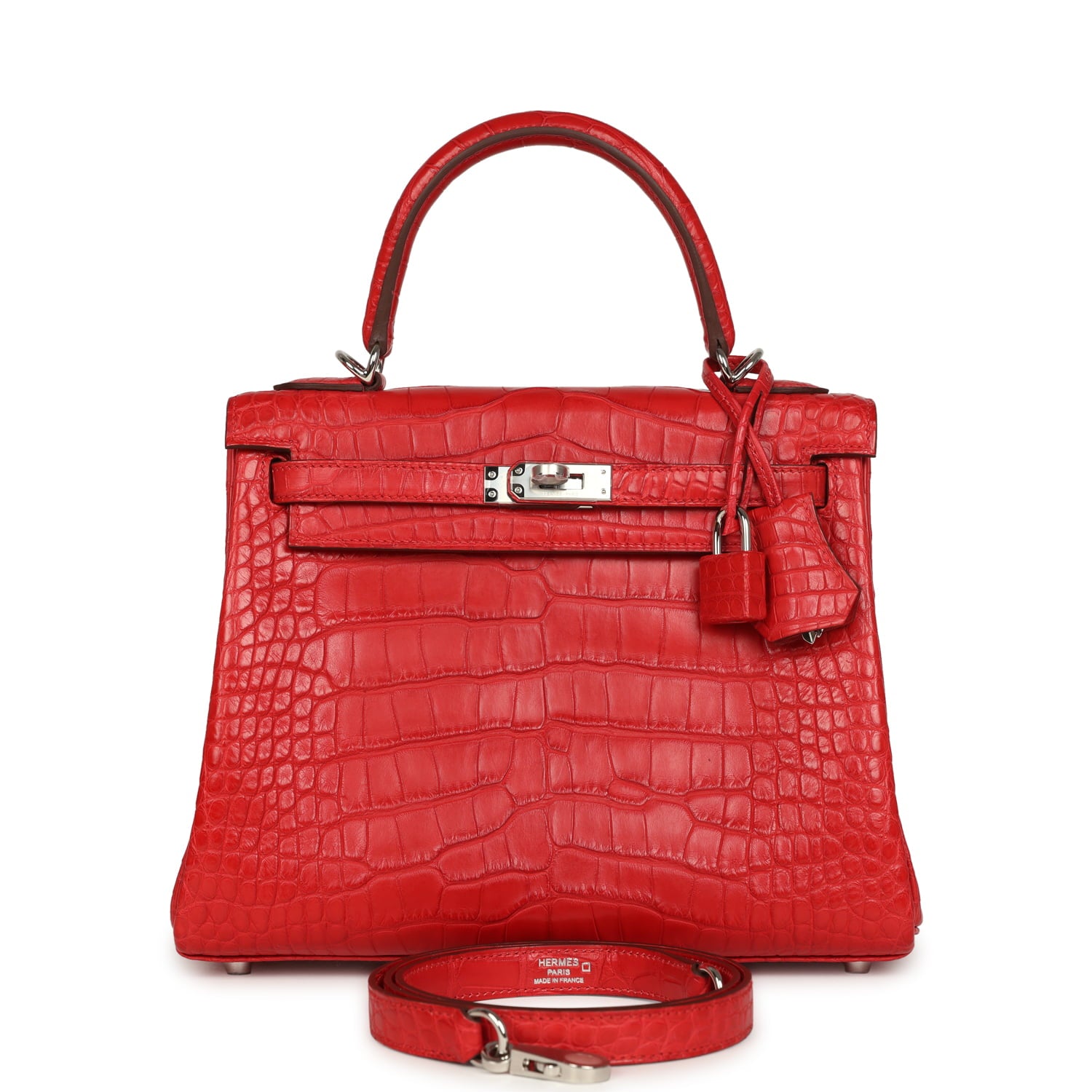 Hermès Kelly Retourne 25 Rouge Radieux Matte Alligator Palladium Hardware Hermes Kelly Retourne 25 Rouge Radieux Matte Alligator Palladium Hardware