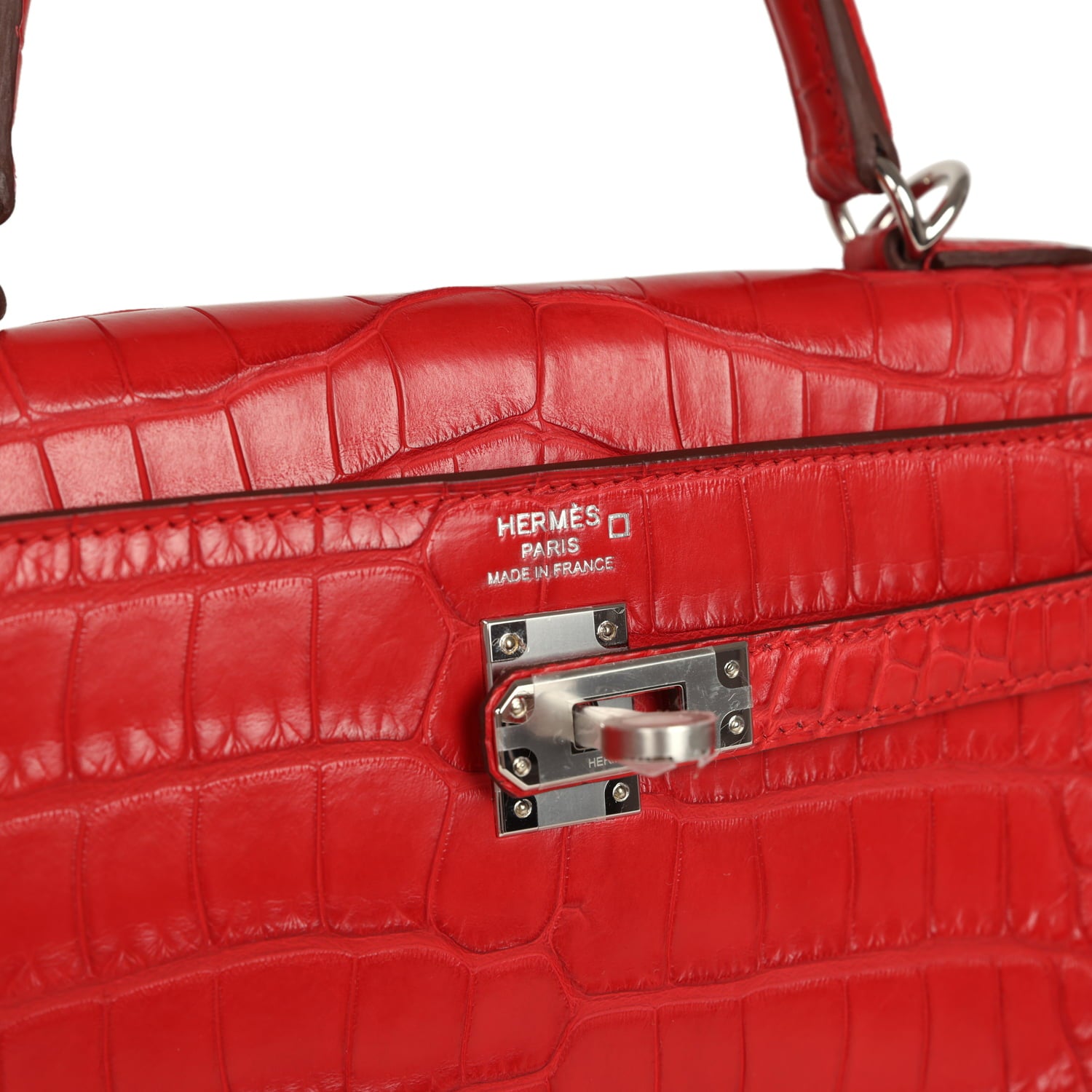 Hermès Kelly Retourne 25 Rouge Radieux Matte Alligator Palladium Hardware Hermes Kelly Retourne 25 Rouge Radieux Matte Alligator Palladium Hardware - view 7