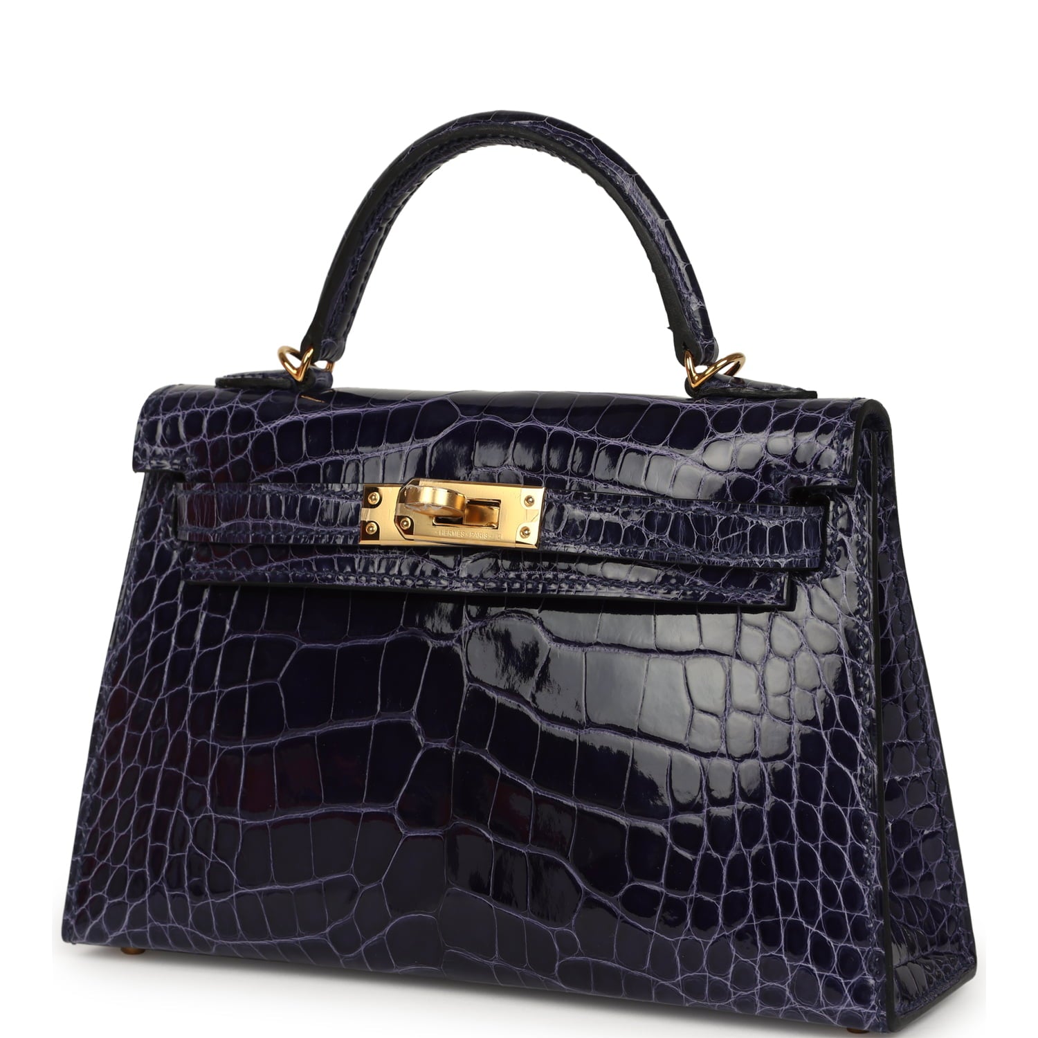 Hermès Kelly Sellier 20 Bleu Encre Shiny Alligator Gold Hardware Hermes Kelly Sellier 20 Bleu Encre Shiny Alligator Gold Hardware - view 5