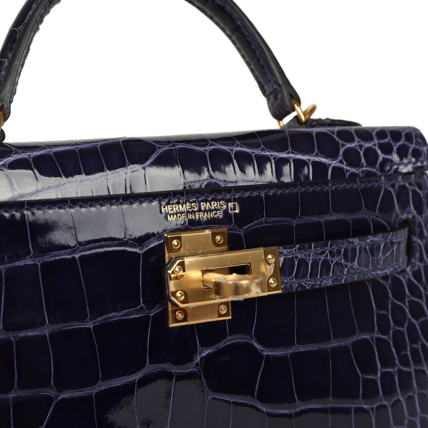 Hermès Kelly Sellier 20 Bleu Encre Shiny Alligator Gold Hardware Hermes Kelly Sellier 20 Bleu Encre Shiny Alligator Gold Hardware - view 7