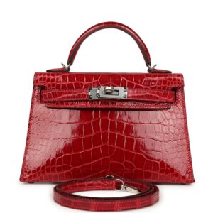 Hermes Kelly Sellier 20 Braise Shiny Alligator Palladium Hardware