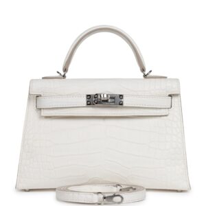 Hermes Kelly Sellier 20 Creme Chantilly Matte Alligator Palladium Hardware