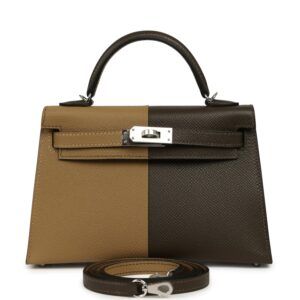 Hermes Casaque Kelly Sellier 20 Dune, Vert Loden Epsom Palladium Hardware