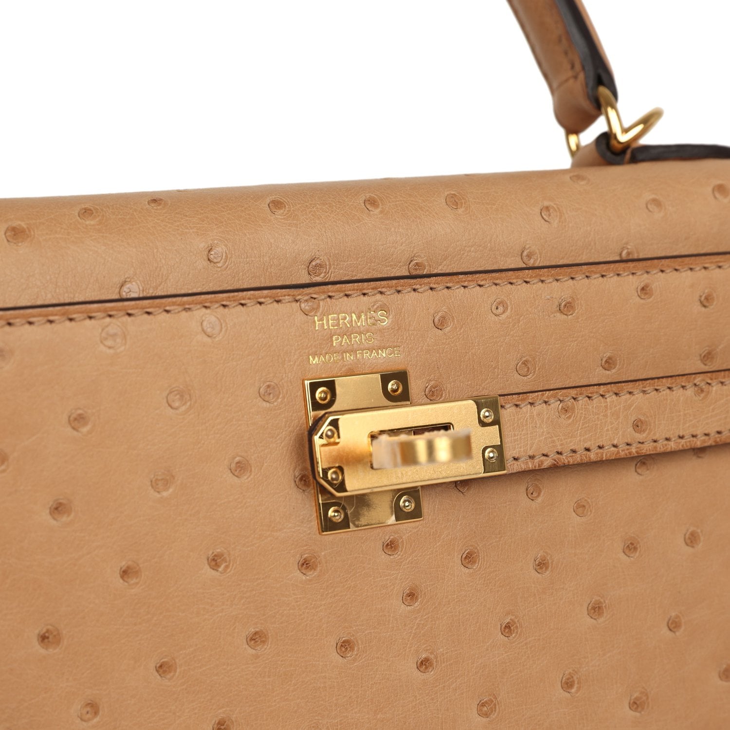 Hermès Kelly Sellier 25 Chai Ostrich Gold Hardware Hermes Kelly Sellier 25 Chai Ostrich Gold Hardware - view 7