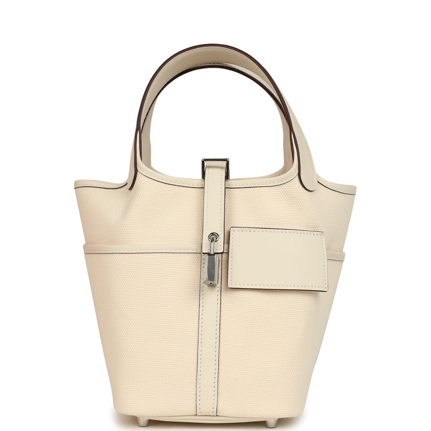 Hermès Picotin Cargo 18 Nata Swift and Toile Canvas Palladium Hardware Hermes Picotin Cargo 18 Nata Swift and Toile Canvas Palladium Hardware