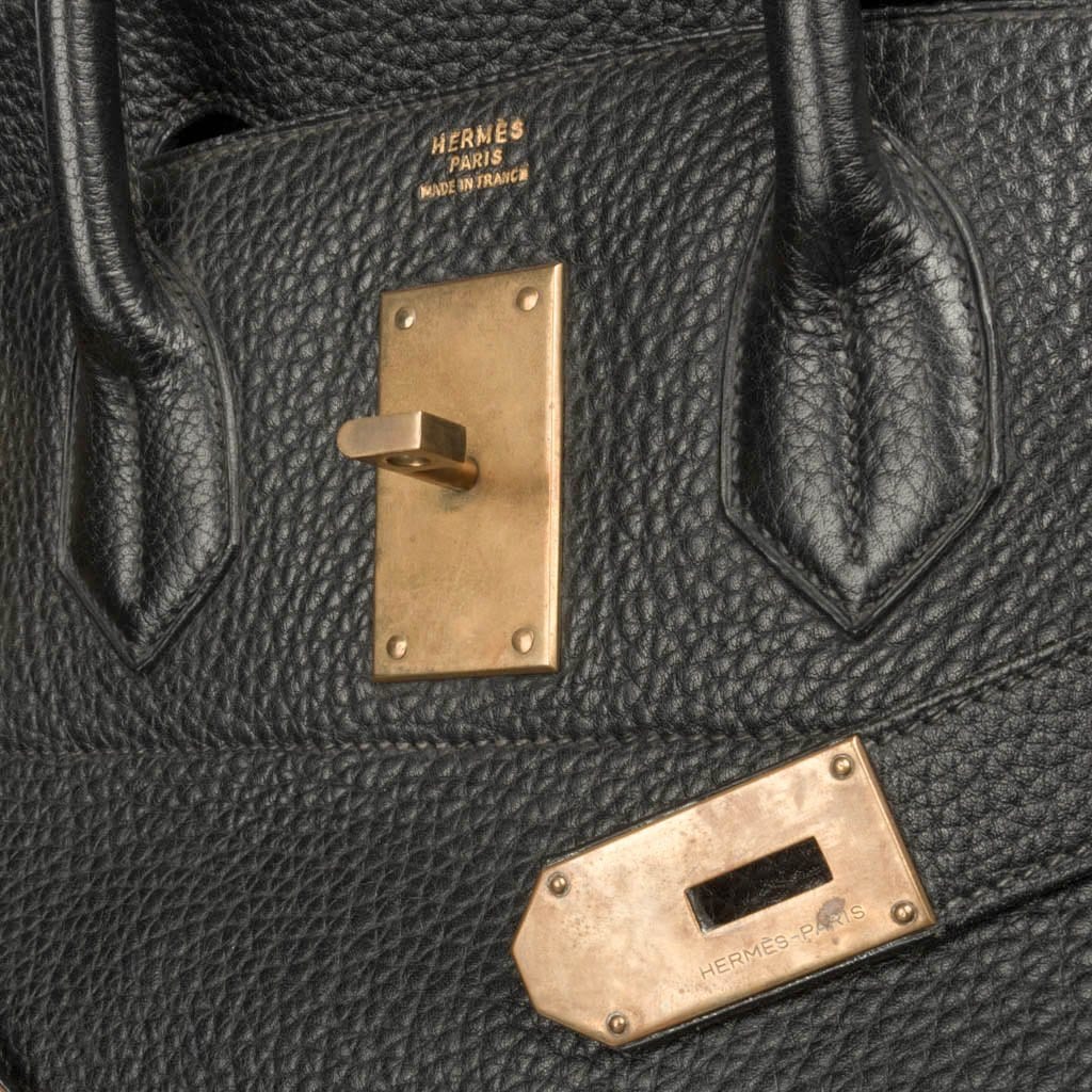 Hermès Vintage HAC Birkin 50 Black Fjord Leather with Brass Hardware – Limited Edition Hermes Limited Edition Vintage HAC Birkin 50 Bag Black Fjord Leather with Brass Hardware - view 8