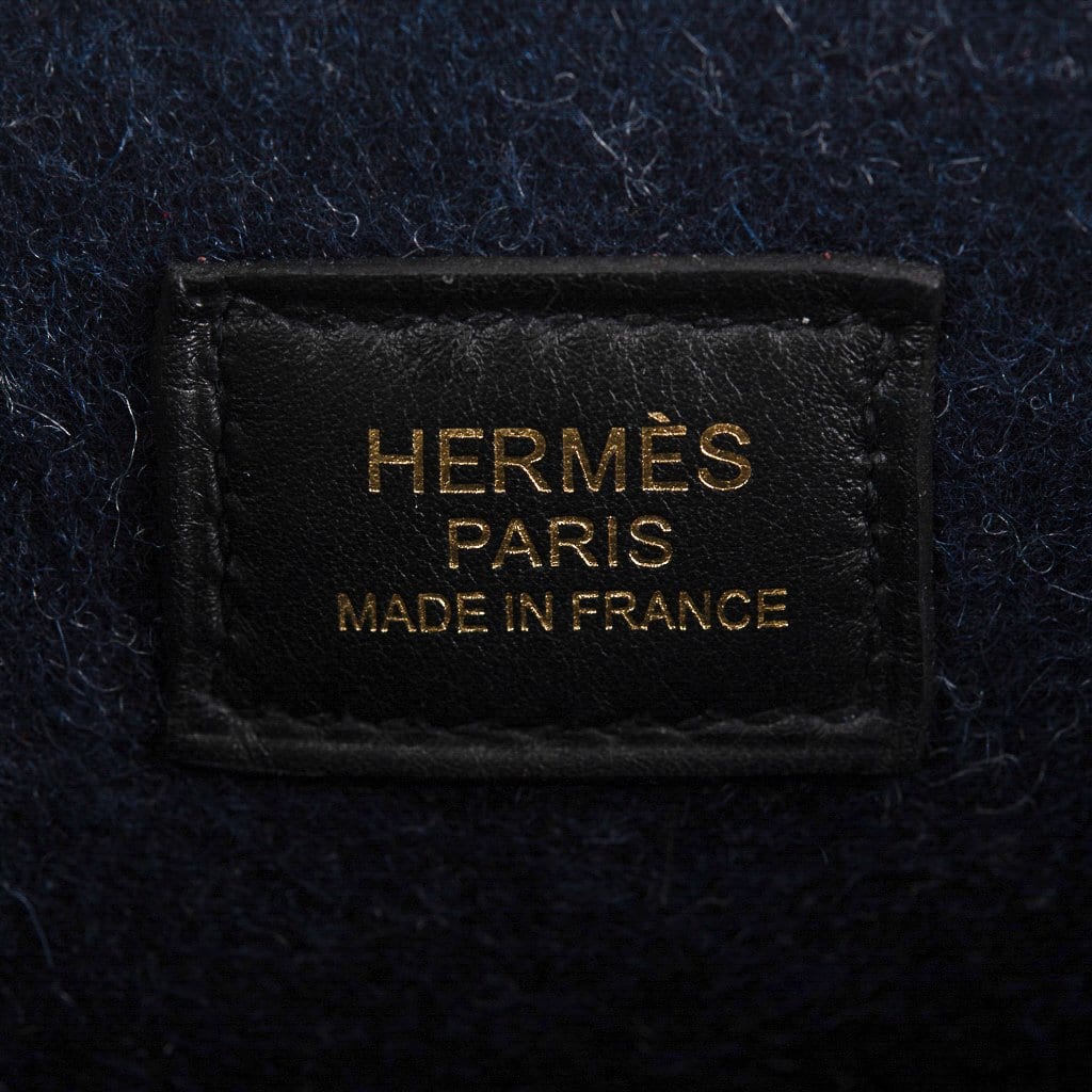 Hermès Mini Evelyne TPM Blue Feutre Black Swift Leather with Gold Hardware – Limited Edition Hermes Limited Edition Mini Evelyne TPM Bag Blue Feutre Black Swift Leather with Gold Hardware - view 10