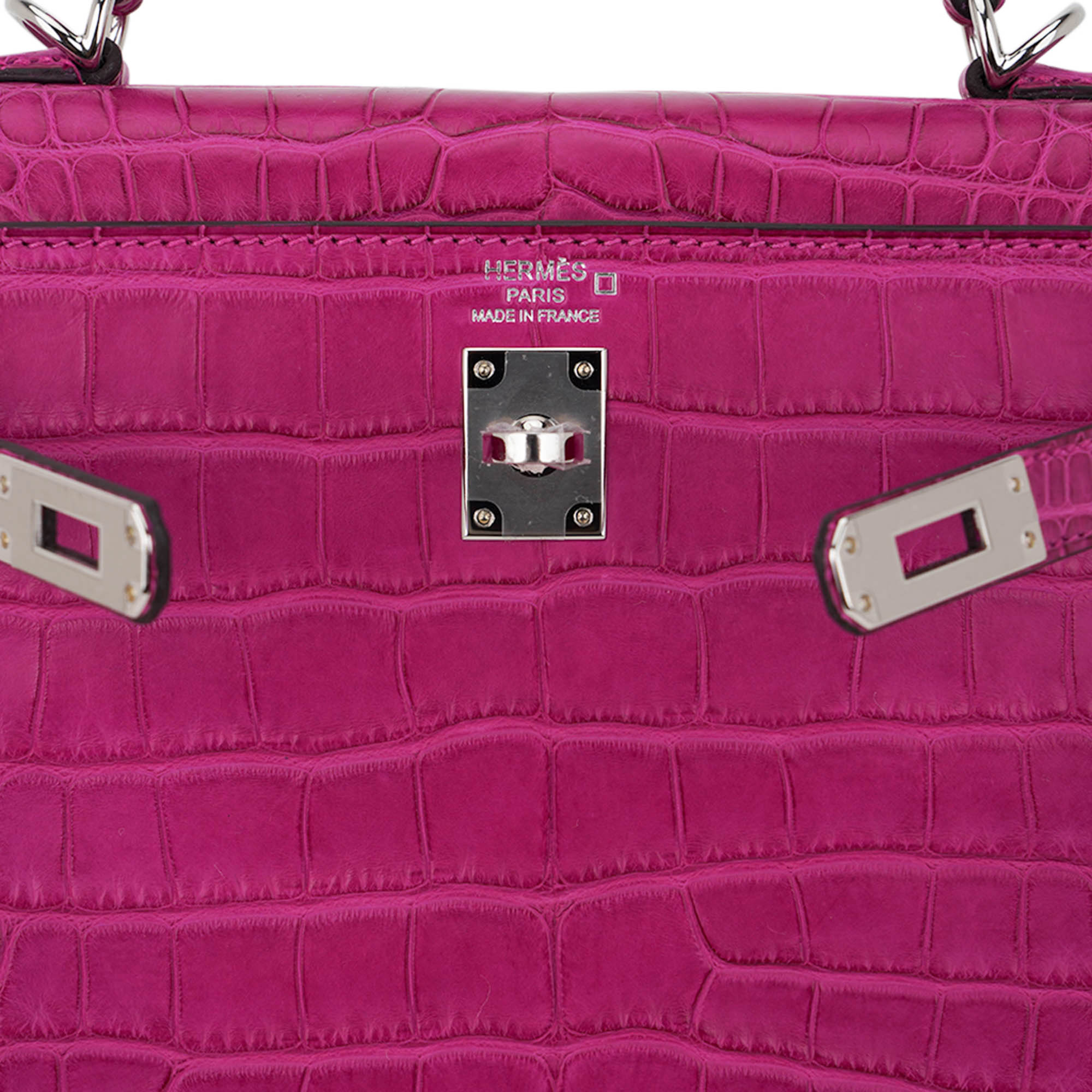 Hermès Kelly 25 Retourne Rose Scheherazade Matte Alligator with Palladium Hardware Hermes Kelly 25 Retourne Bag Rose Scheherazade Matte Alligator with Palladium Hardware - view 6