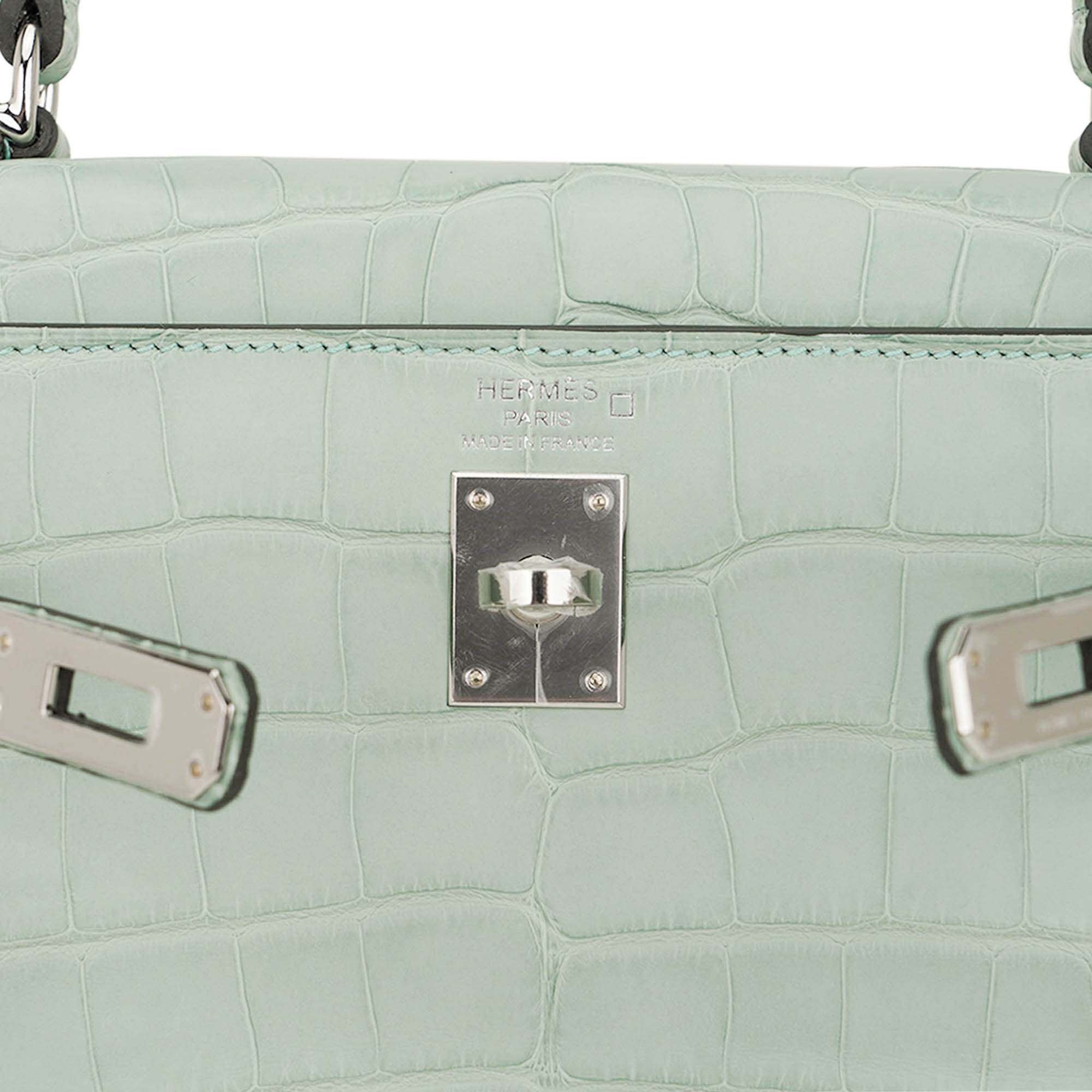 Hermès Kelly 25 Retourne Vert D’Eau Matte Alligator with Palladium Hardware Hermes Kelly 25 Retourne Bag Vert d’Eau Matte Alligator with Palladium Hardware - view 8
