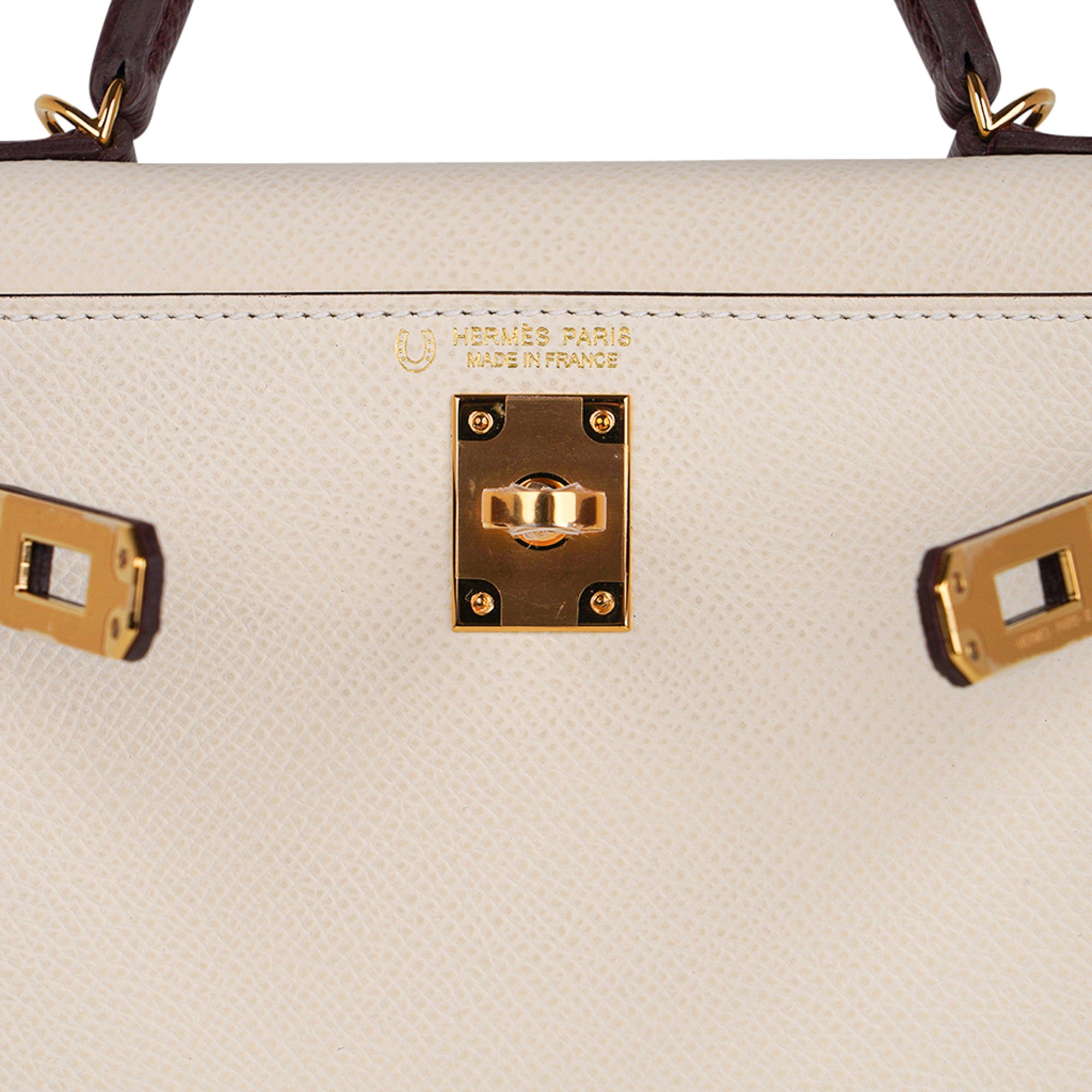 Hermès Special Order HSS Mini Kelly 20 Sellier Nata and Bordeaux Epsom Leather with Gold Hardware Hermes Special Order HSS Mini Kelly 20 Sellier Bag Nata & Bordeaux Epsom Leather with Gold Hardware - view 3