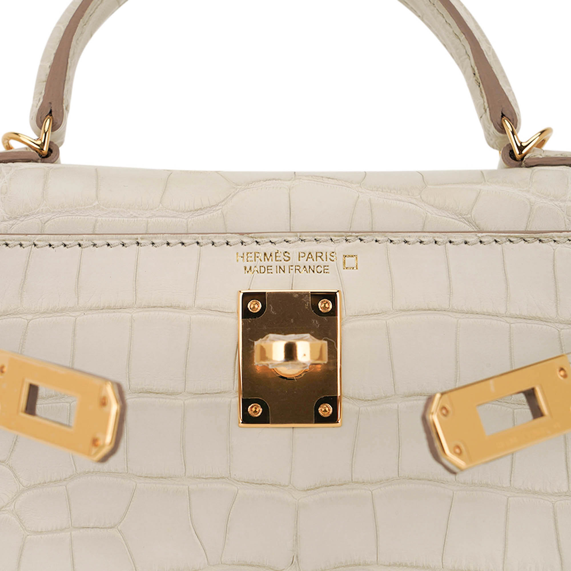 Hermès Mini Kelly 20 Sellier Beton Matte Alligator with Gold Hardware – Limited Edition Hermes Limited Edition Mini Kelly 20 Sellier Beton Matte Alligator Bag with Gold Hardware - view 7