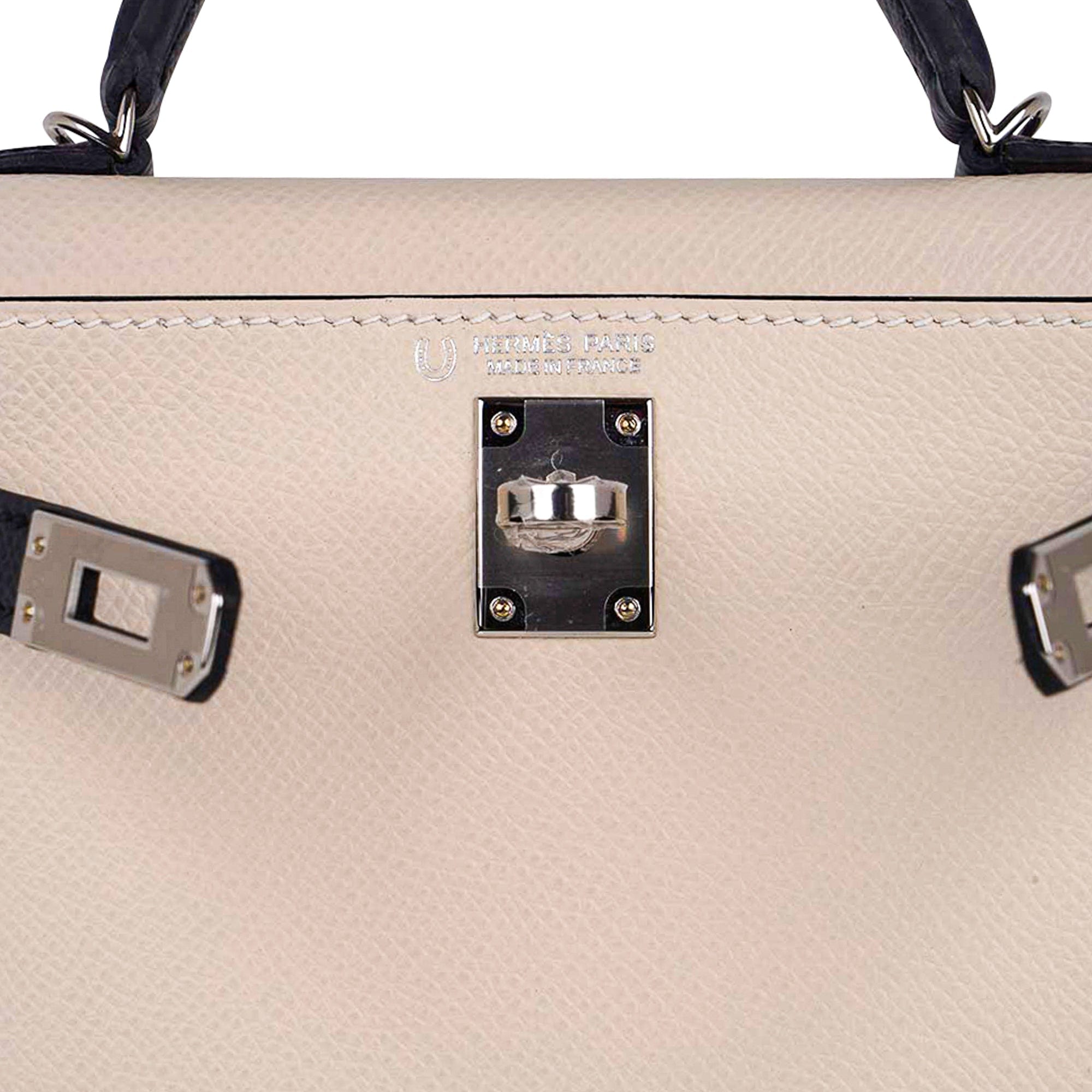Hermès Special Order HSS Mini Kelly 20 Sellier Craie and Blue Indigo Epsom Leather with Palladium Hardware Hermes Special Order HSS Mini Kelly 20 Bag Sellier Craie & Blue Indigo Epsom Leather with Palladium Hardware - view 6