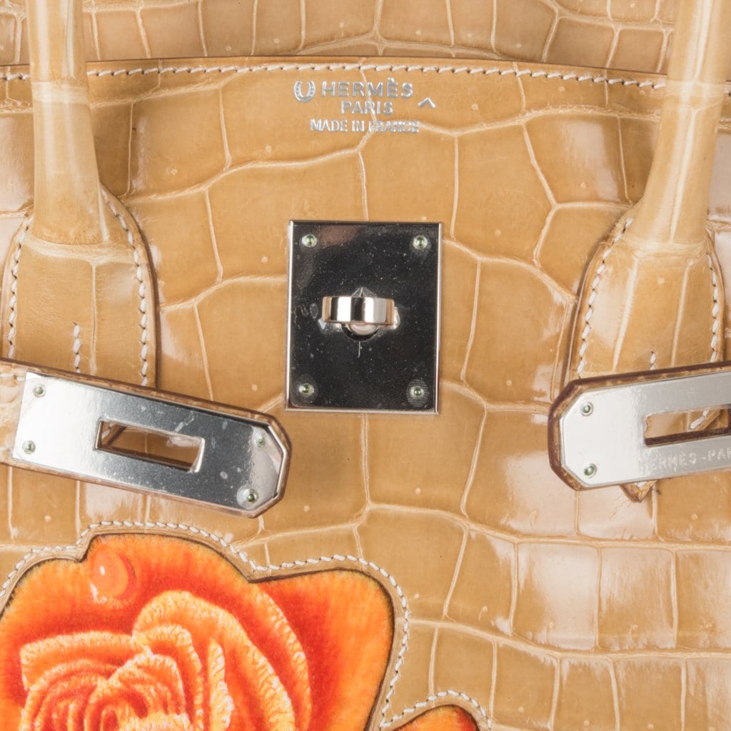 Hermès HSS Birkin 35 Poussiere la Rosee Porosus Crocodile with Palladium Hardware – Limited Edition Hermes Limited Edition HSS Birkin 35 Bag Poussiere La Rosee Porosus Crocodile with Palladium Hardware - view 10