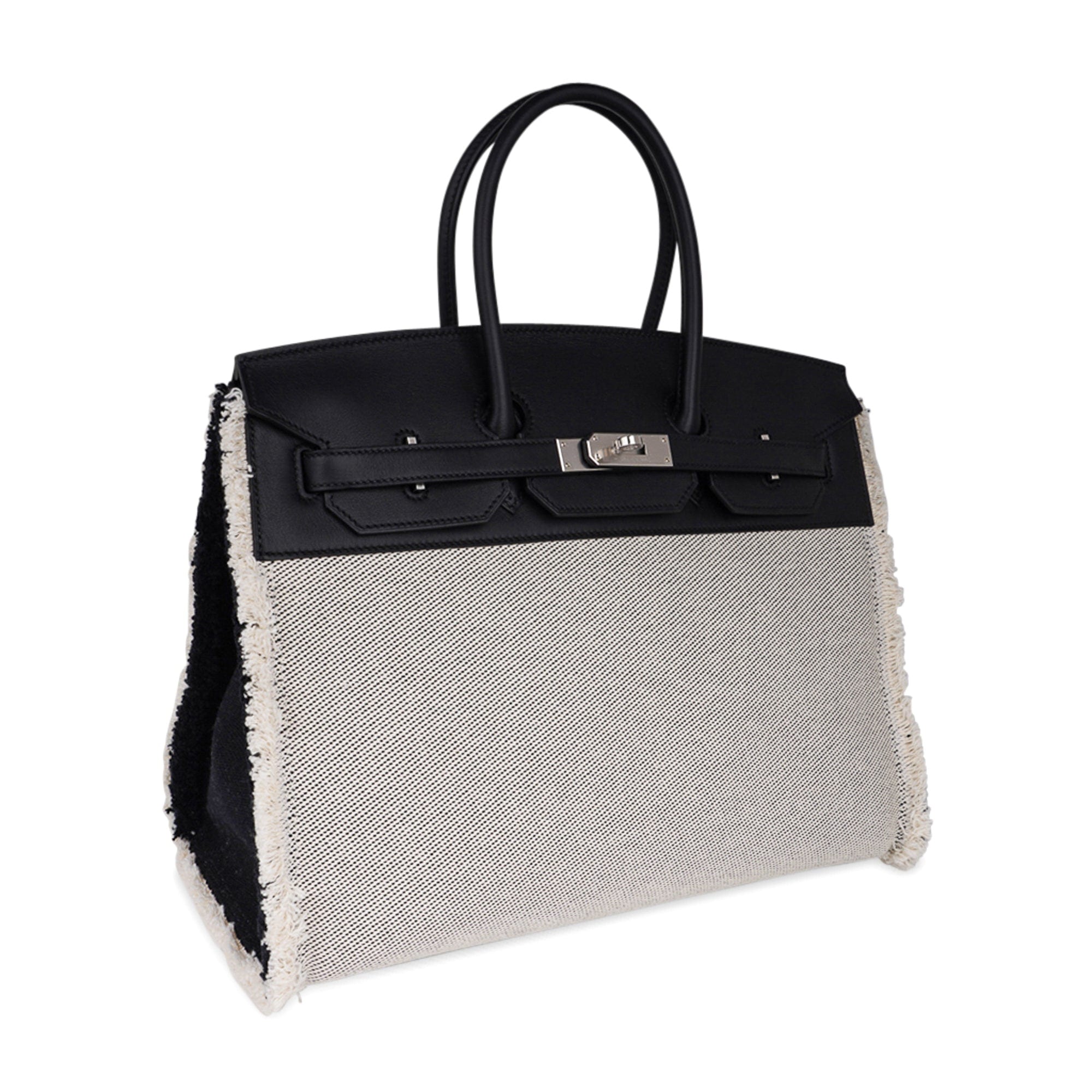 Hermès Birkin Fray Fray 35 Black Swift Leather / Toile – Limited Edition Hermes Birkin Fray Fray 35 Bag Black Swift Leather / Toile Limited Edition - view 6