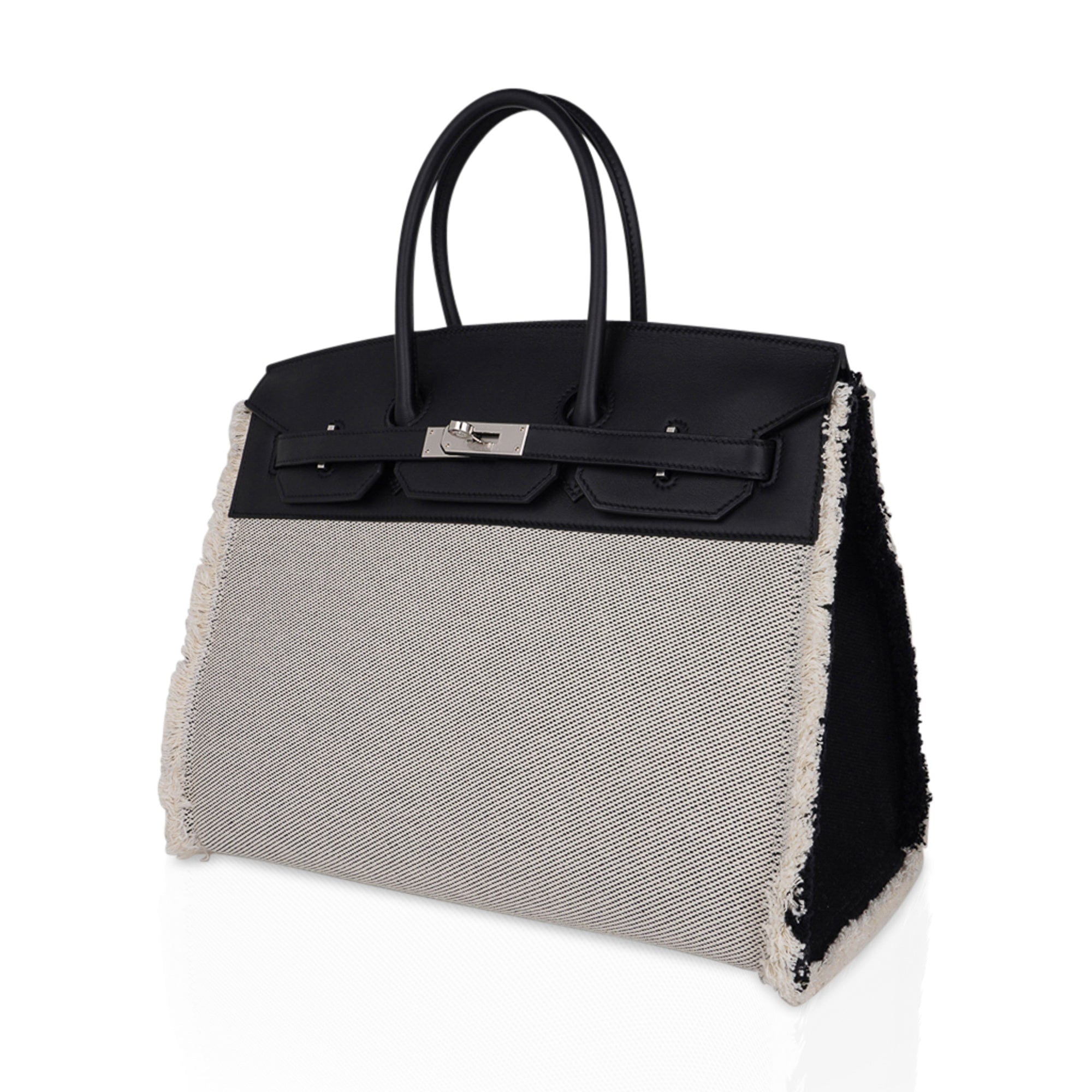 Hermès Birkin Fray Fray 35 Black Swift Leather / Toile – Limited Edition Hermes Birkin Fray Fray 35 Bag Black Swift Leather / Toile Limited Edition - view 8