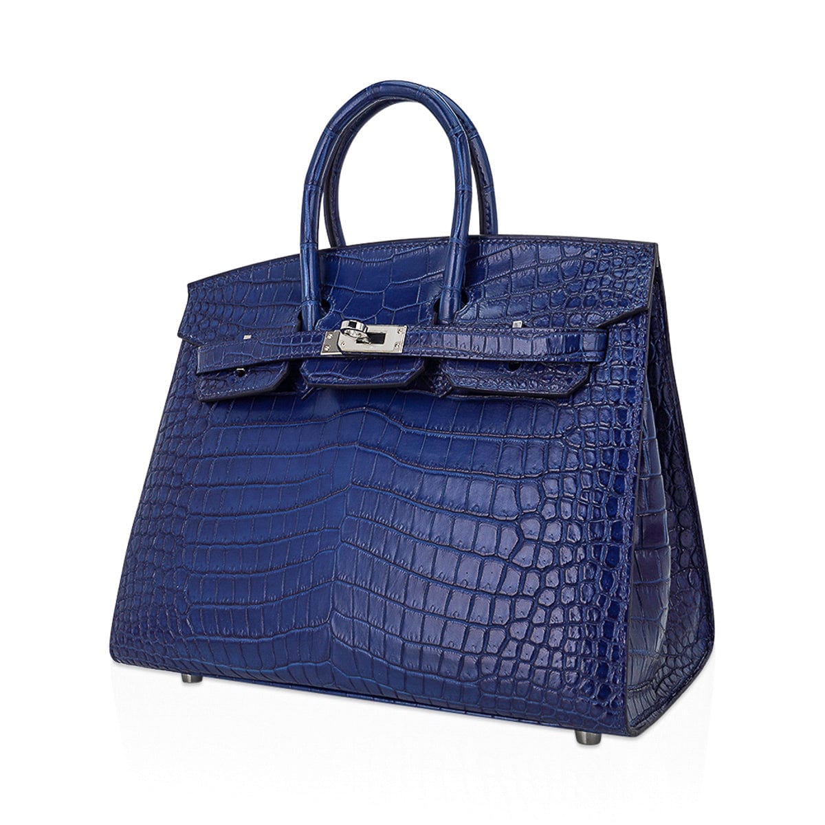 Hermès Birkin 25 Sellier Indigo Aizome Porosus Crocodile with Palladium Hardware – Limited Edition Hermes Limited Edition Birkin 25 Bag Sellier Indigo Aizome Porosus Crocodile with Palladium Hardware - view 4