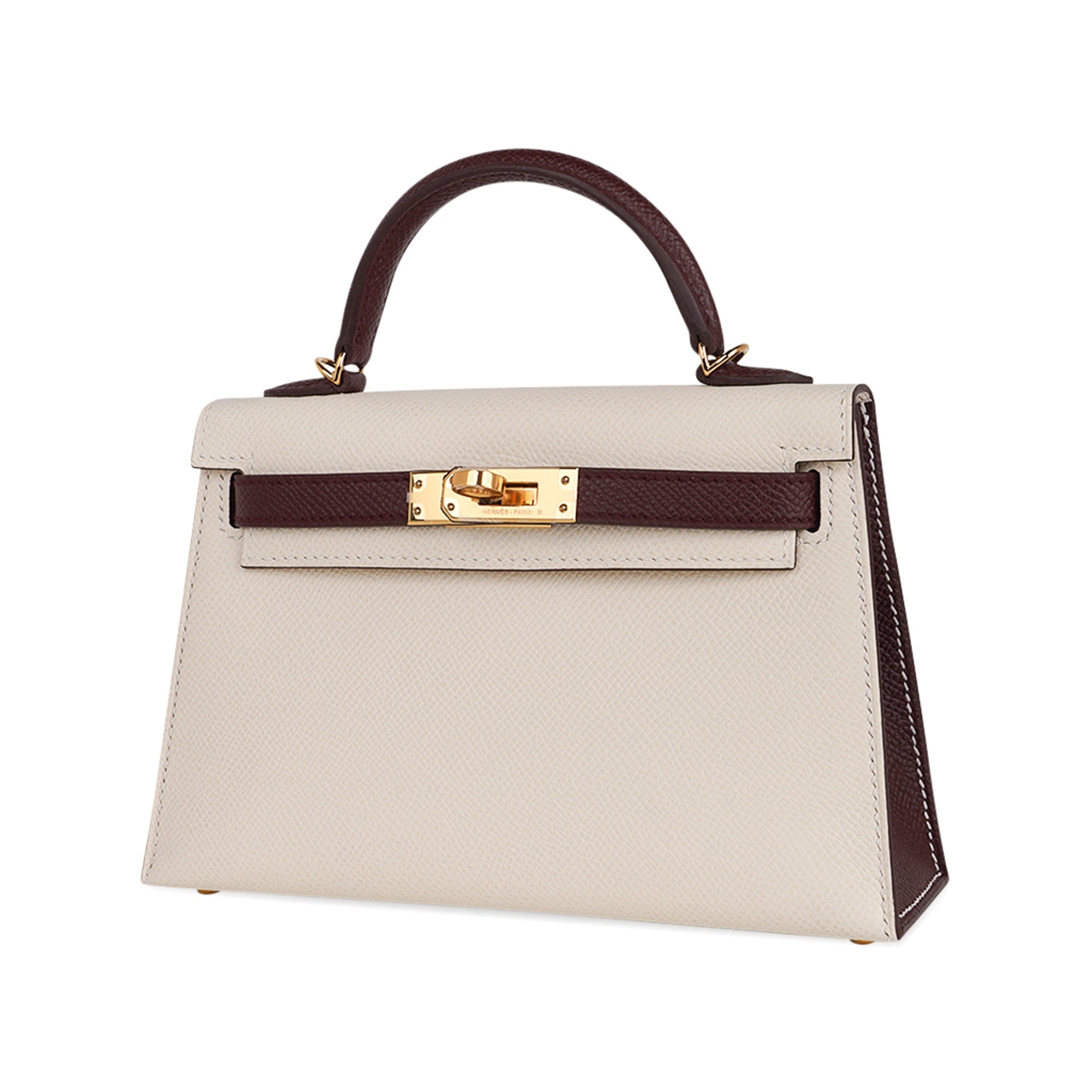 Hermès Special Order HSS Mini Kelly 20 Sellier Nata and Bordeaux Epsom Leather with Gold Hardware Hermes Special Order HSS Mini Kelly 20 Sellier Bag Nata & Bordeaux Epsom Leather with Gold Hardware - view 7