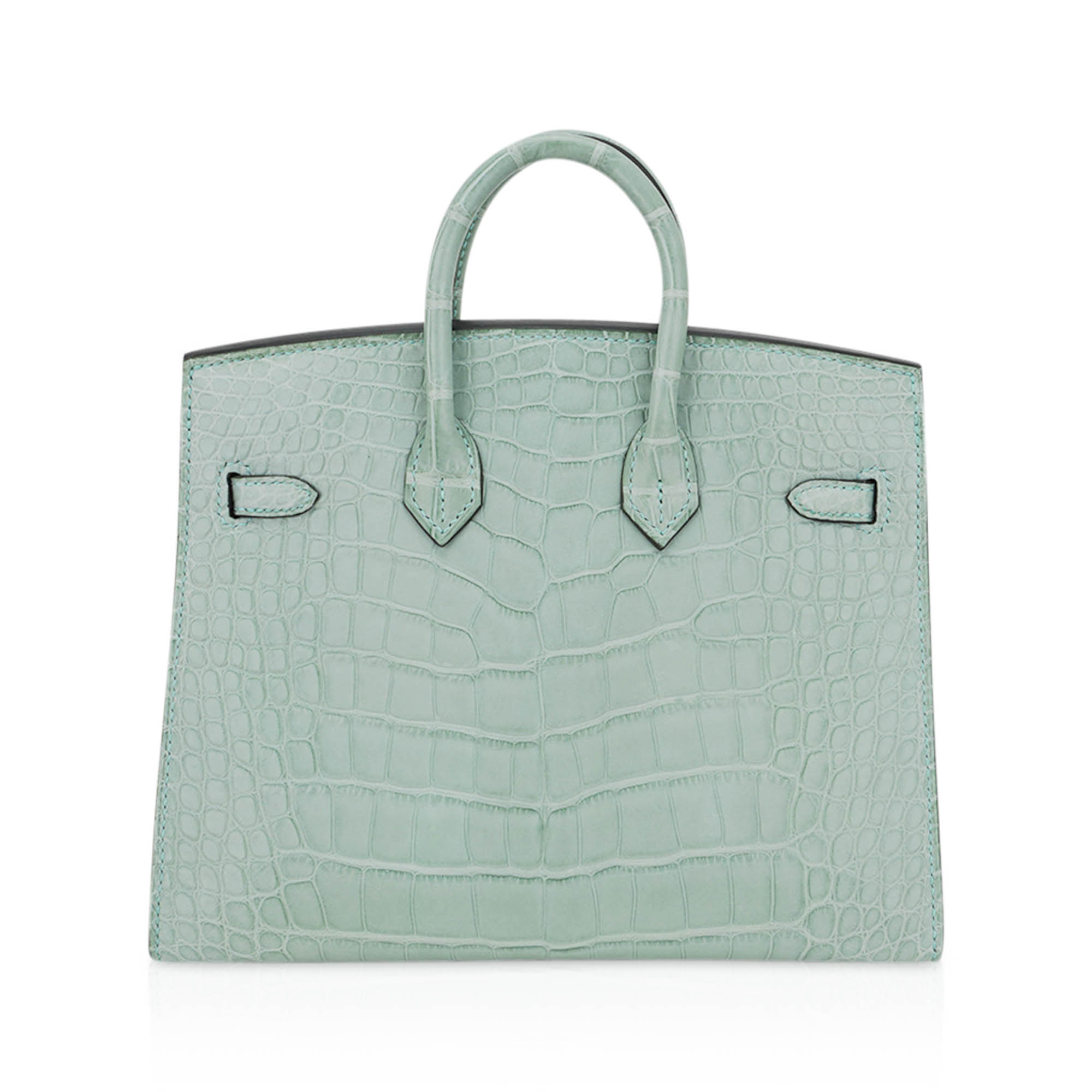 Hermès Birkin 20 Sellier Vert D’Eau Matte Alligator with Gold Hardware – Limited Edition Hermes Limited Edition Birkin 20 Sellier Bag Vert D’Eau Matte Alligator with Gold Hardware - view 6