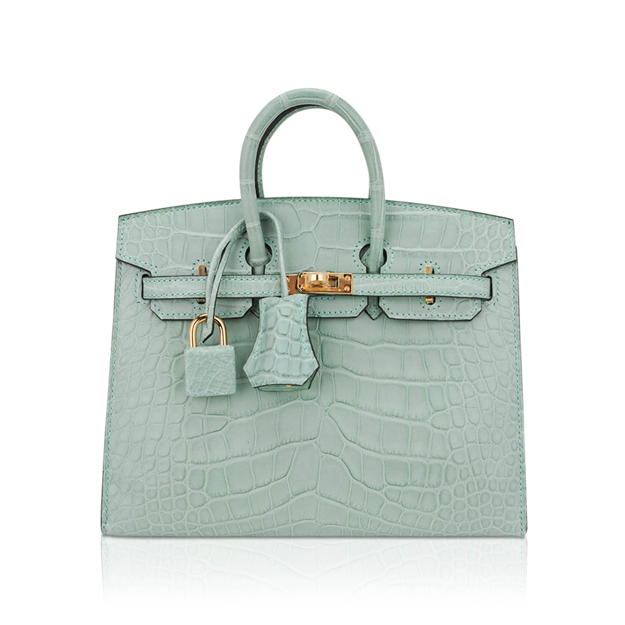 Hermès Birkin 20 Sellier Vert D’Eau Matte Alligator with Gold Hardware – Limited Edition Hermes Limited Edition Birkin 20 Sellier Bag Vert D’Eau Matte Alligator with Gold Hardware
