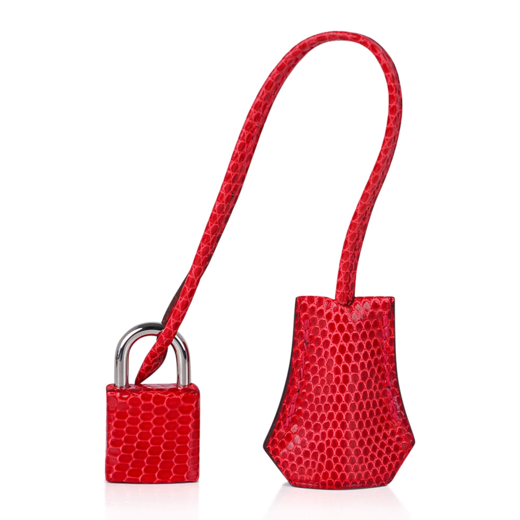 Hermès Birkin 25 Rouge Exotic Lizard with Palladium Hardware – Limited Edition Hermes Limited Edition Birkin 25 Bag Rouge Exotic Lizard with Palladium Hardware - view 6