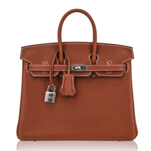 Hermes Limited Edition Birkin 25 Fauve Barenia Faubourg Leather Bag Palladium Hardware