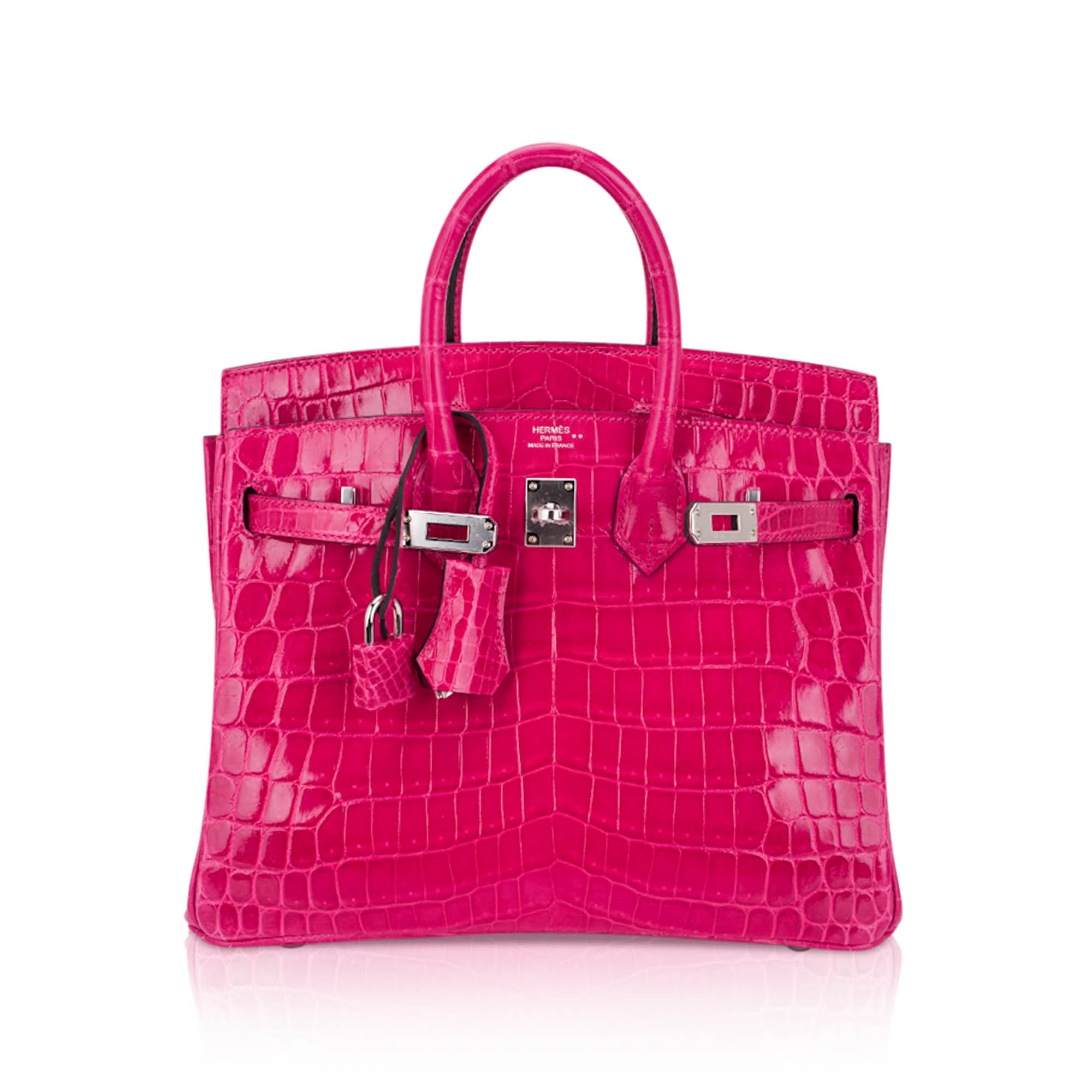 Hermès Birkin 25 Rose Mexico Crocodile with Palladium Hardware Hermes Birkin 25 Bag Rose Mexico Crocodile with Palladium Hardware - view 3
