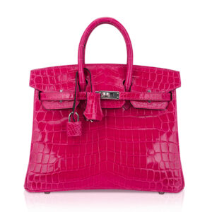 Hermes Birkin 25 Bag Rose Mexico Crocodile with Palladium Hardware