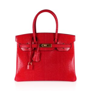 Home Hermes Birkin 30 Bag Rouge Exotique Lizard Limited Edition Gold Hardware Rare
