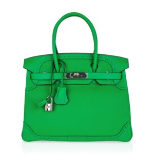 Home Hermes Birkin 30 Ghillies Limited Edition Bag Bamboo Palladium Hardware New w/Box