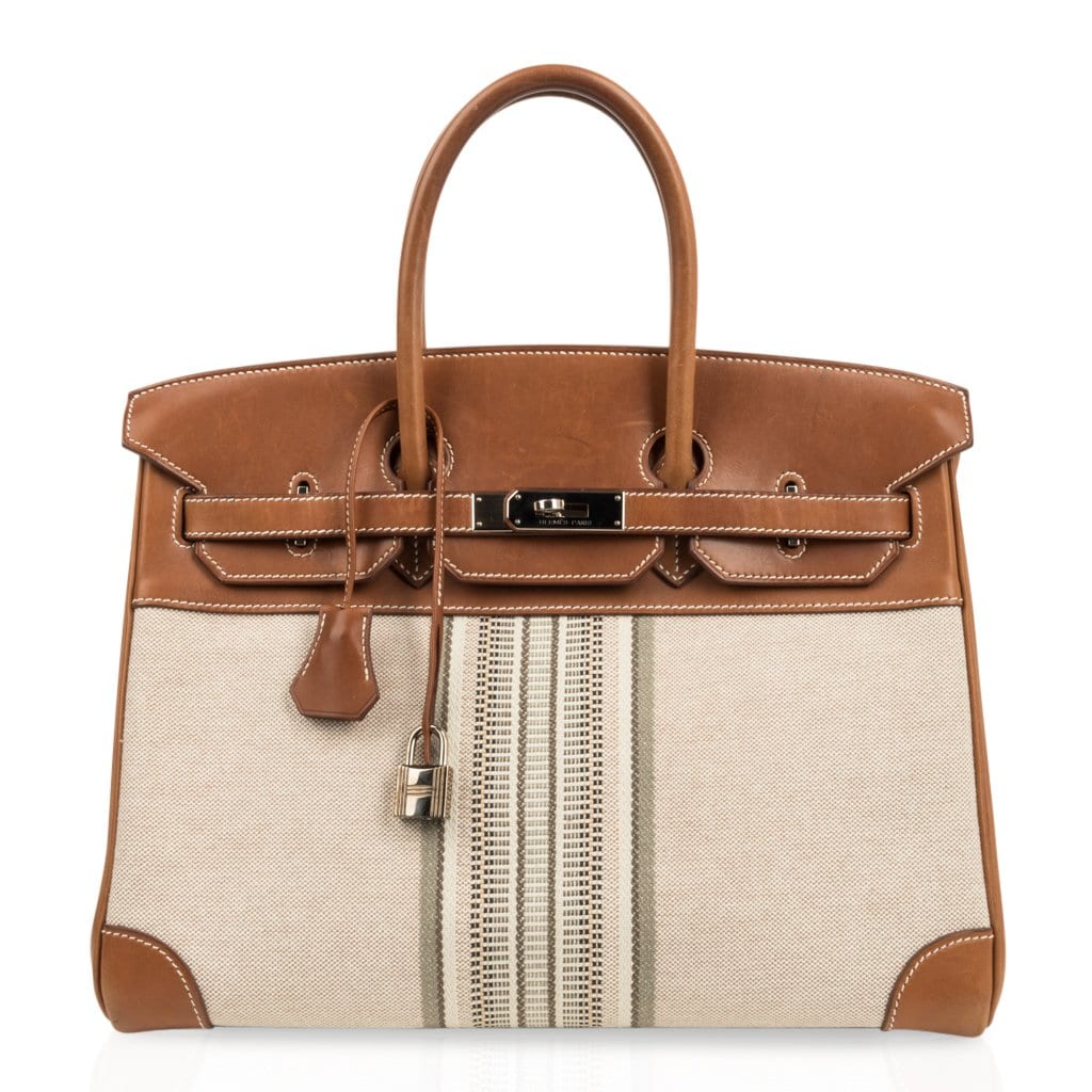Hermès Birkin 35 H Ganges Toile Barenia Palladium – Limited Edition Hermes Birkin 35 Bag Rare H Ganges Toile Barenia Limited Edition Palladium