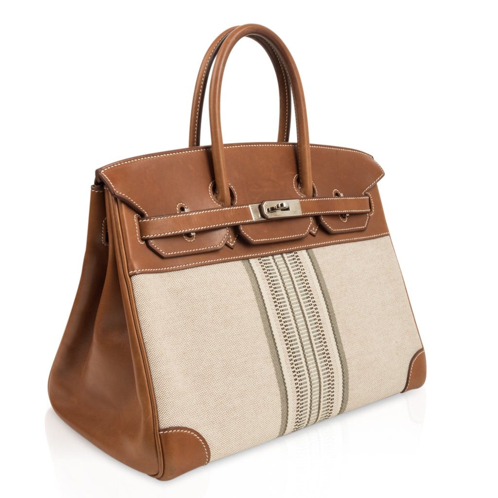 Hermès Birkin 35 H Ganges Toile Barenia Palladium – Limited Edition Hermes Birkin 35 Bag Rare H Ganges Toile Barenia Limited Edition Palladium - view 5