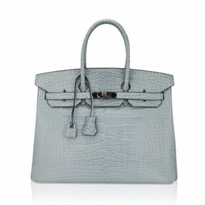 Hermes Limited Edition Birkin 35 Bag Ciel Matte Alligator with Palladium Hardware