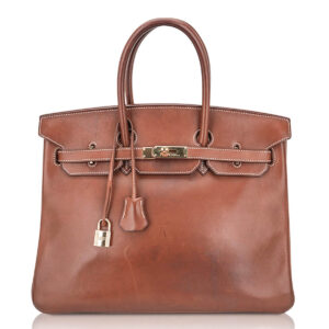 Hermes Vintage Limited Edition Birkin 35 Bag Fauve Barenia Leather with Gold Hardware
