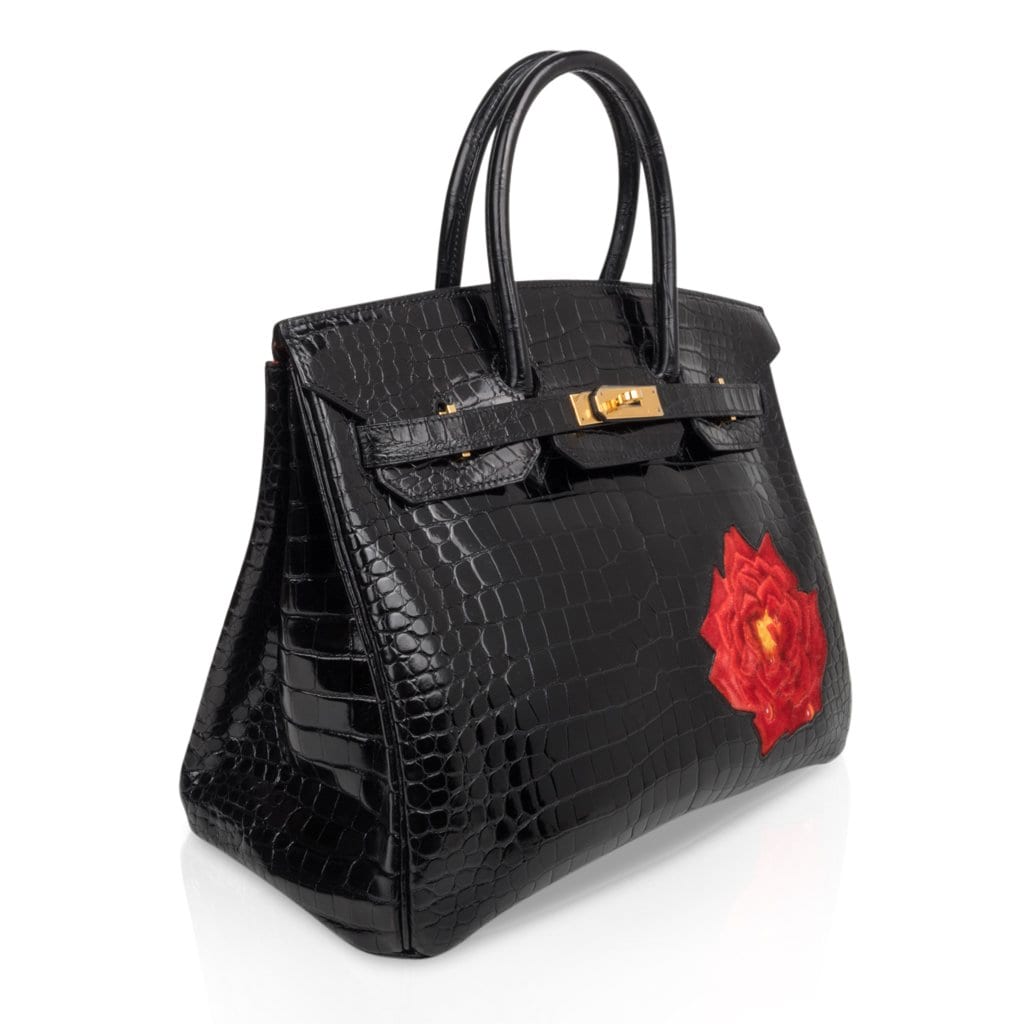 Hermès HSS Birkin 35 Black la Rosee Porosus Crocodile Gold Hardware – Limited Edition Hermes Limited Edition HSS Birkin 35 Black La Rosee Porosus Crocodile Bag Gold Hardware - view 2