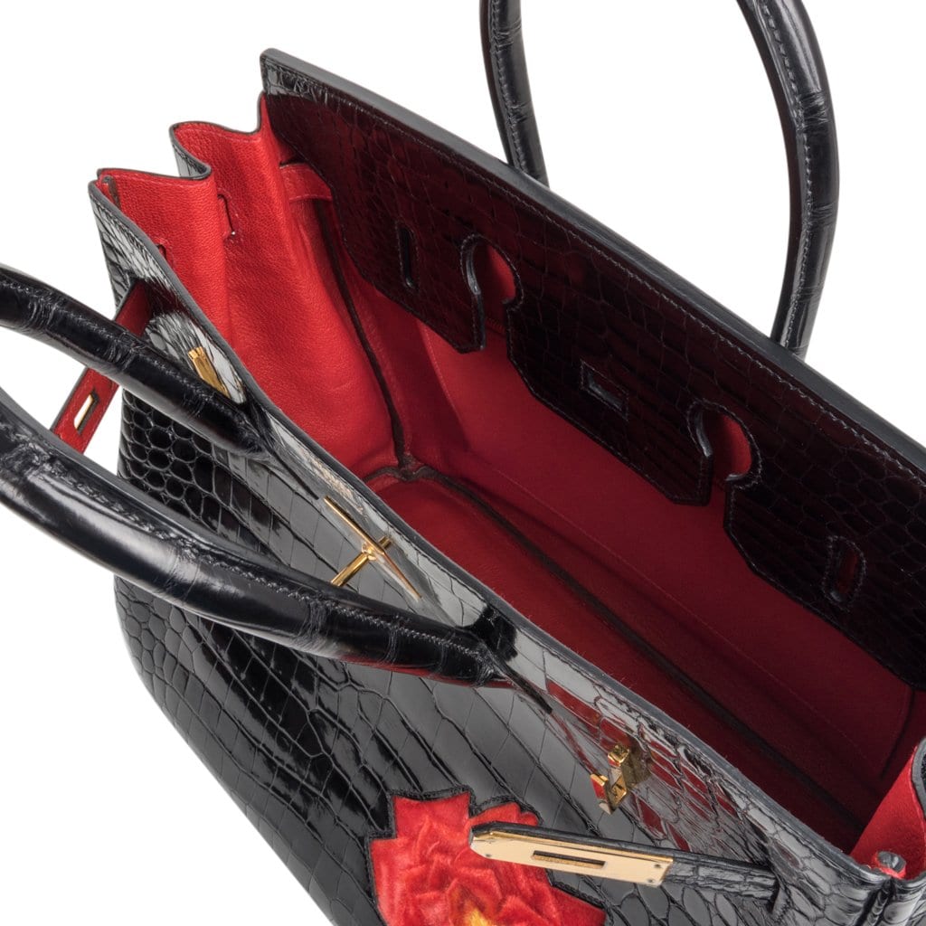 Hermès HSS Birkin 35 Black la Rosee Porosus Crocodile Gold Hardware – Limited Edition Hermes Limited Edition HSS Birkin 35 Black La Rosee Porosus Crocodile Bag Gold Hardware - view 12
