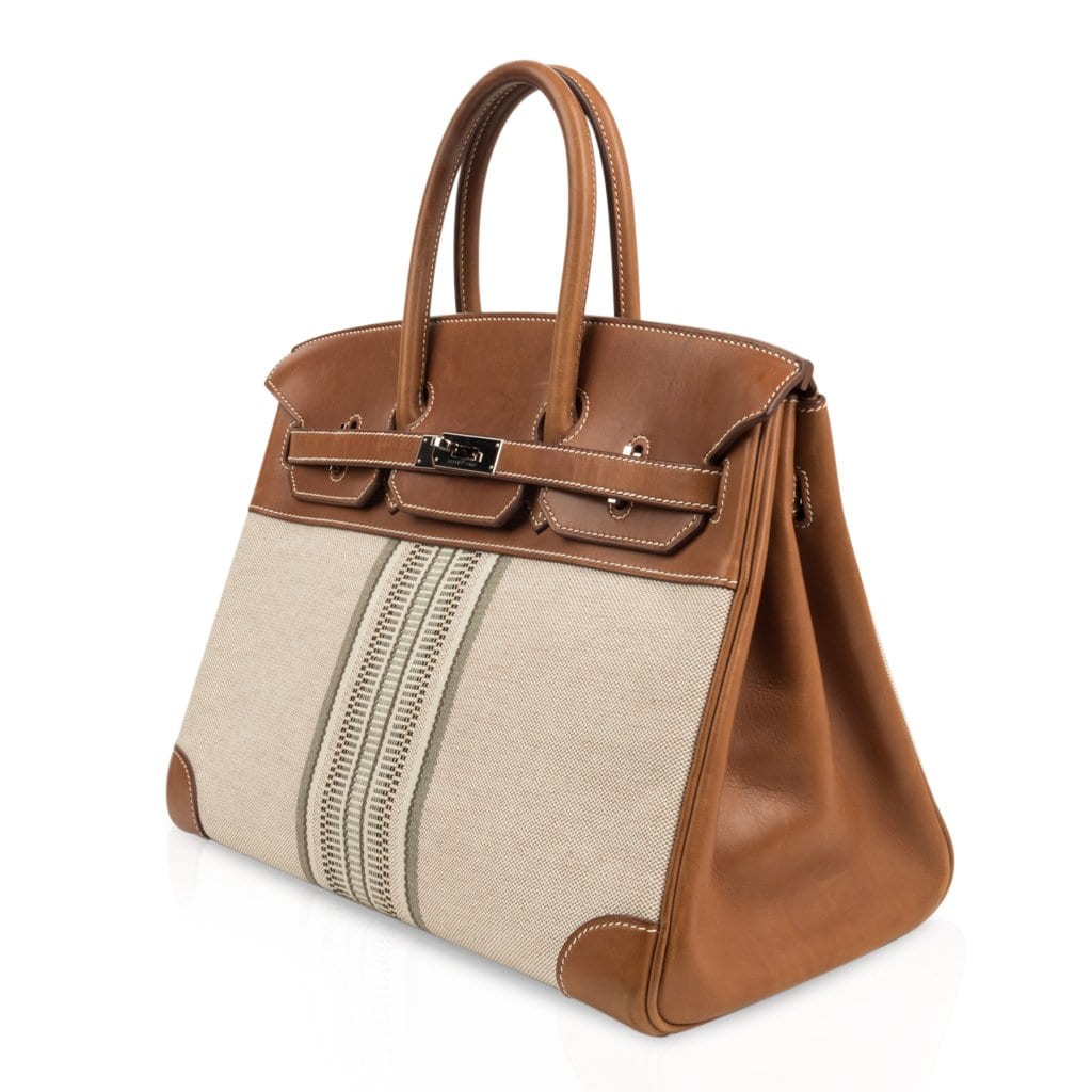 Hermès Birkin 35 H Ganges Toile Barenia Palladium – Limited Edition Hermes Birkin 35 Bag Rare H Ganges Toile Barenia Limited Edition Palladium - view 7