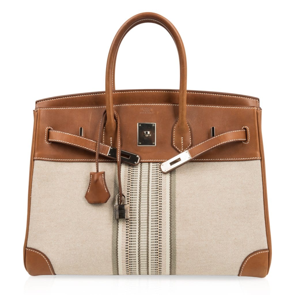 Hermès Birkin 35 H Ganges Toile Barenia Palladium – Limited Edition Hermes Birkin 35 Bag Rare H Ganges Toile Barenia Limited Edition Palladium - view 8