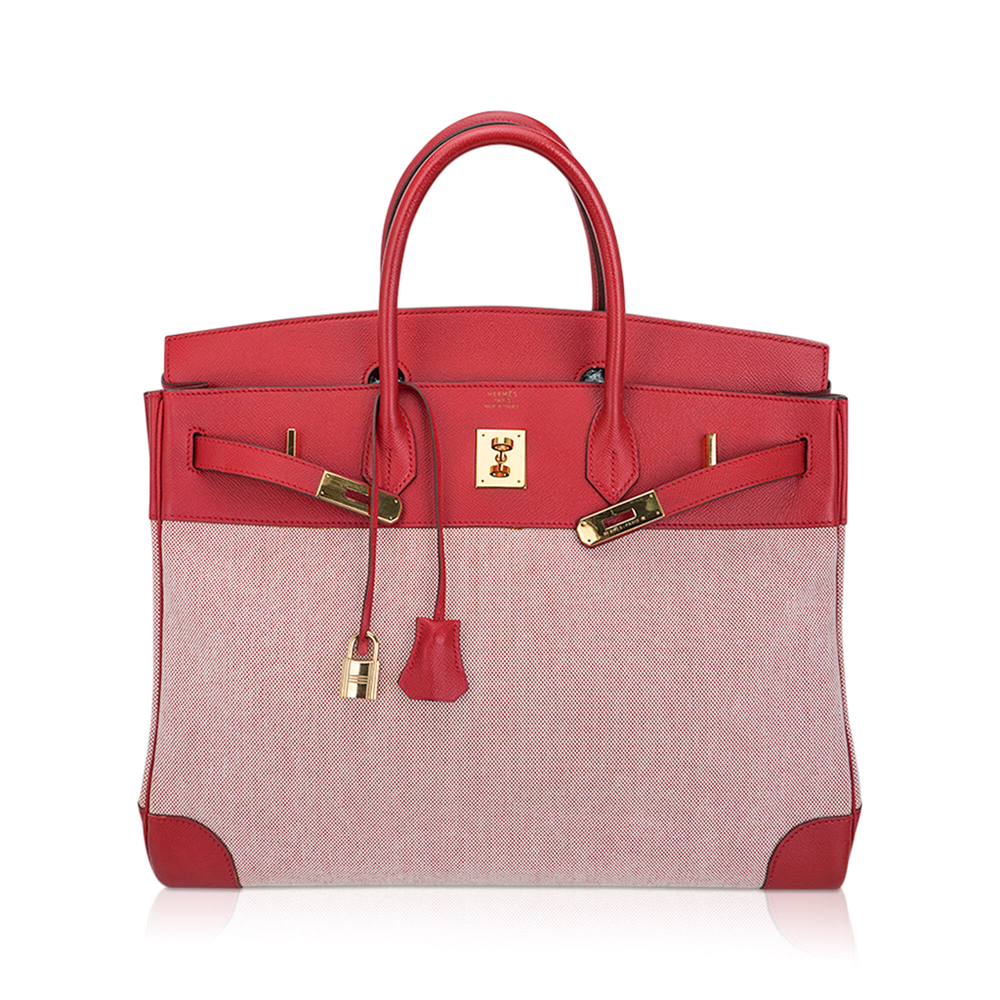 Hermès Birkin 40 Rouge Vif Vintage Toile Courchevel – Limited Edition Hermes Birkin 40 Rouge Vif Vintage Toile Courchevel Limited Edition Rare - view 3