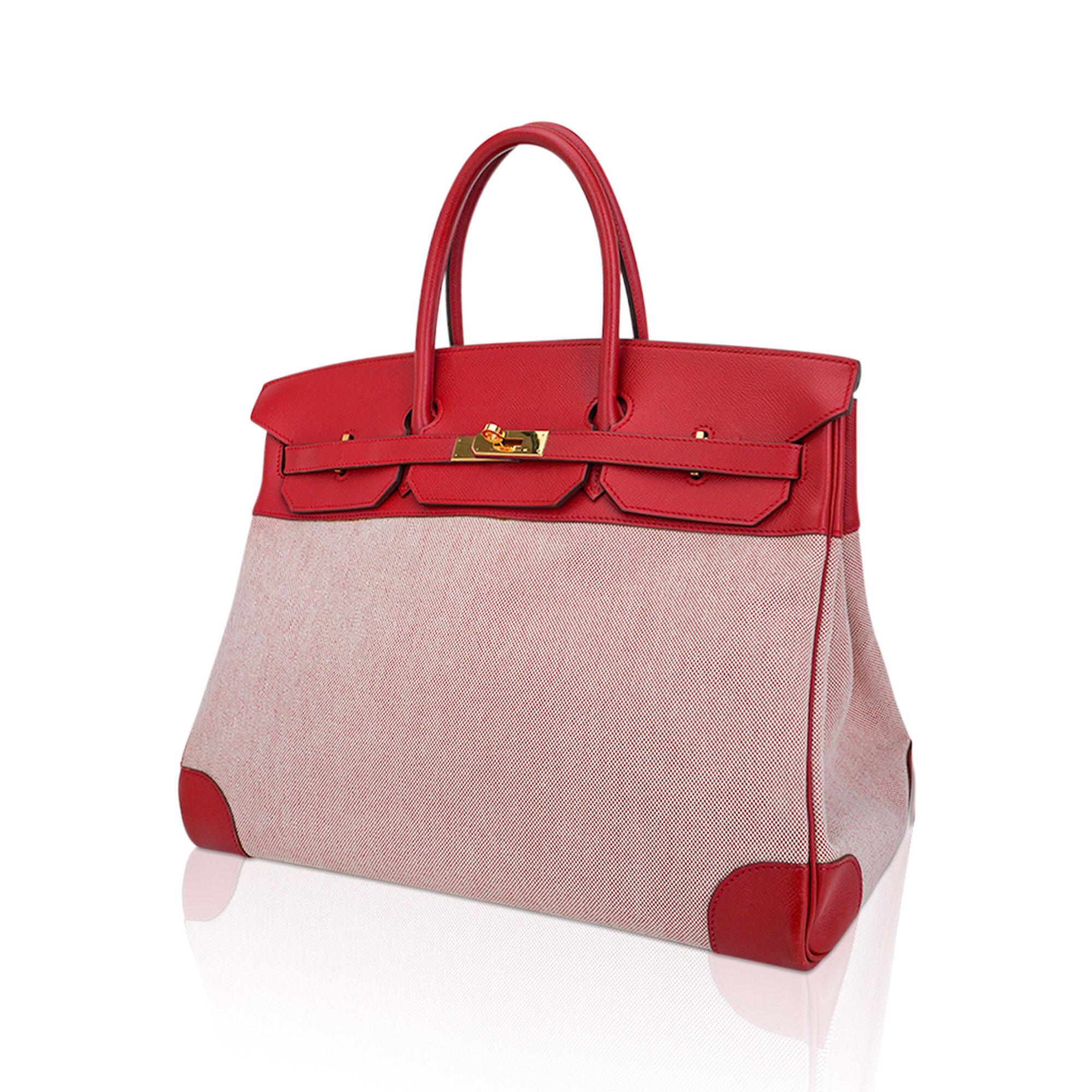 Hermès Birkin 40 Rouge Vif Vintage Toile Courchevel – Limited Edition Hermes Birkin 40 Rouge Vif Vintage Toile Courchevel Limited Edition Rare - view 4
