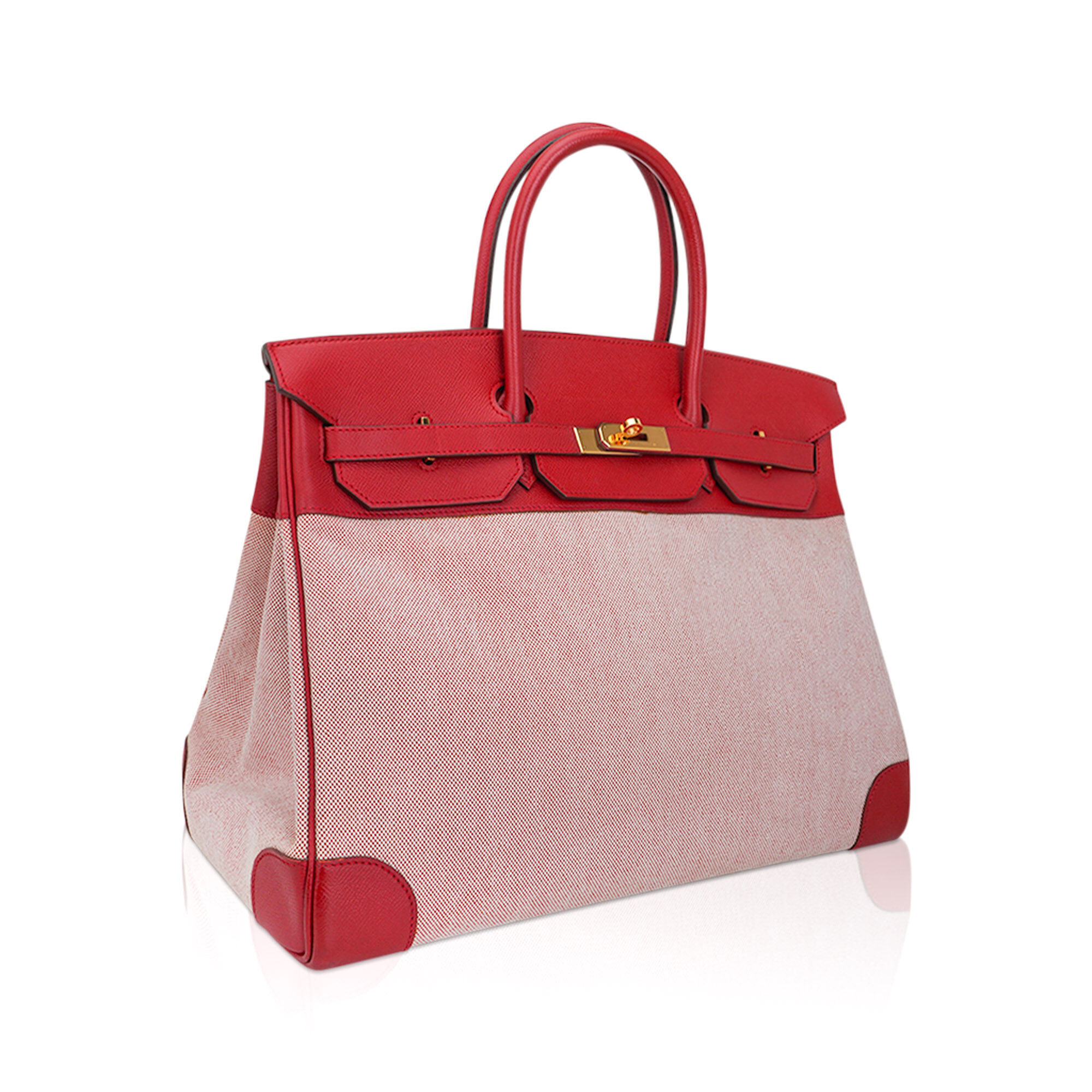 Hermès Birkin 40 Rouge Vif Vintage Toile Courchevel – Limited Edition Hermes Birkin 40 Rouge Vif Vintage Toile Courchevel Limited Edition Rare - view 2