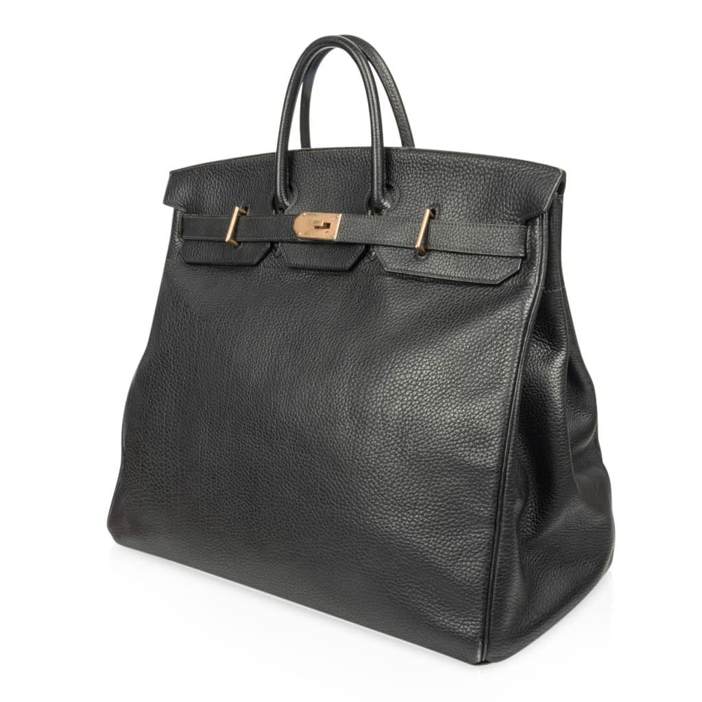 Hermès Vintage HAC Birkin 50 Black Fjord Leather with Brass Hardware – Limited Edition Hermes Limited Edition Vintage HAC Birkin 50 Bag Black Fjord Leather with Brass Hardware - view 5