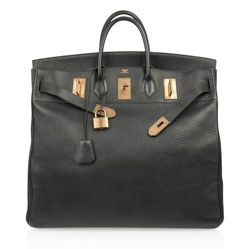 Hermès Vintage HAC Birkin 50 Black Fjord Leather with Brass Hardware – Limited Edition Hermes Limited Edition Vintage HAC Birkin 50 Bag Black Fjord Leather with Brass Hardware - view 3