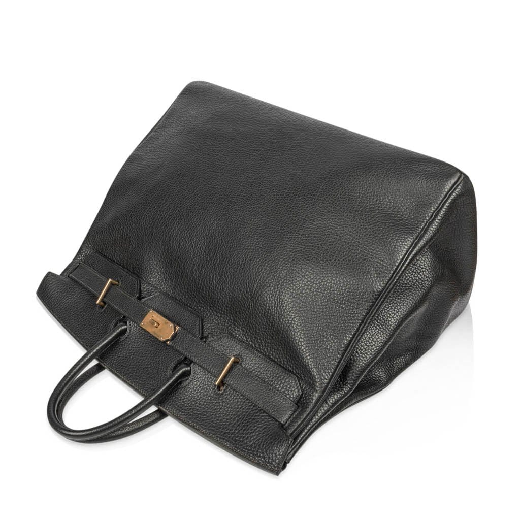 Hermès Vintage HAC Birkin 50 Black Fjord Leather with Brass Hardware – Limited Edition Hermes Limited Edition Vintage HAC Birkin 50 Bag Black Fjord Leather with Brass Hardware - view 7